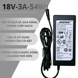 Adapter Sạc Loa BOSE 18V -3A, 54W. Jack 5.5x2.1 mm. DÙNG CHUNG CHO LOA 17V-1A, 18V-2A