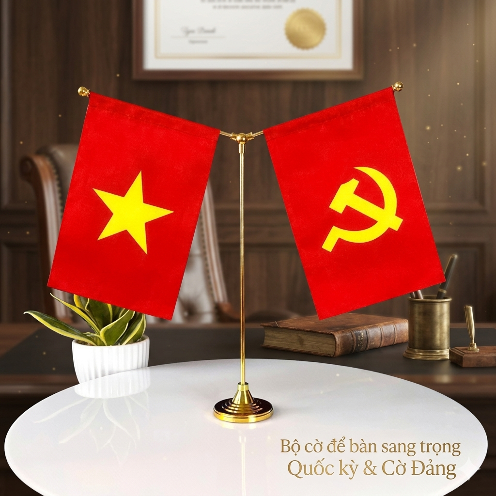 Cờ Tổ Quốc Và Bác quay bằng năng lượng mặt trời trang trí xe hơi, để bàn làm việc trangtri