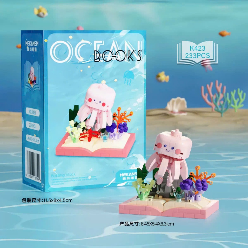 Bộ Lắp Ghép Đại Dương Mini Ocean Books, Mô Hình Sinh Vật Biển Để Bàn, Đồ Chơi Xếp Hình Mini