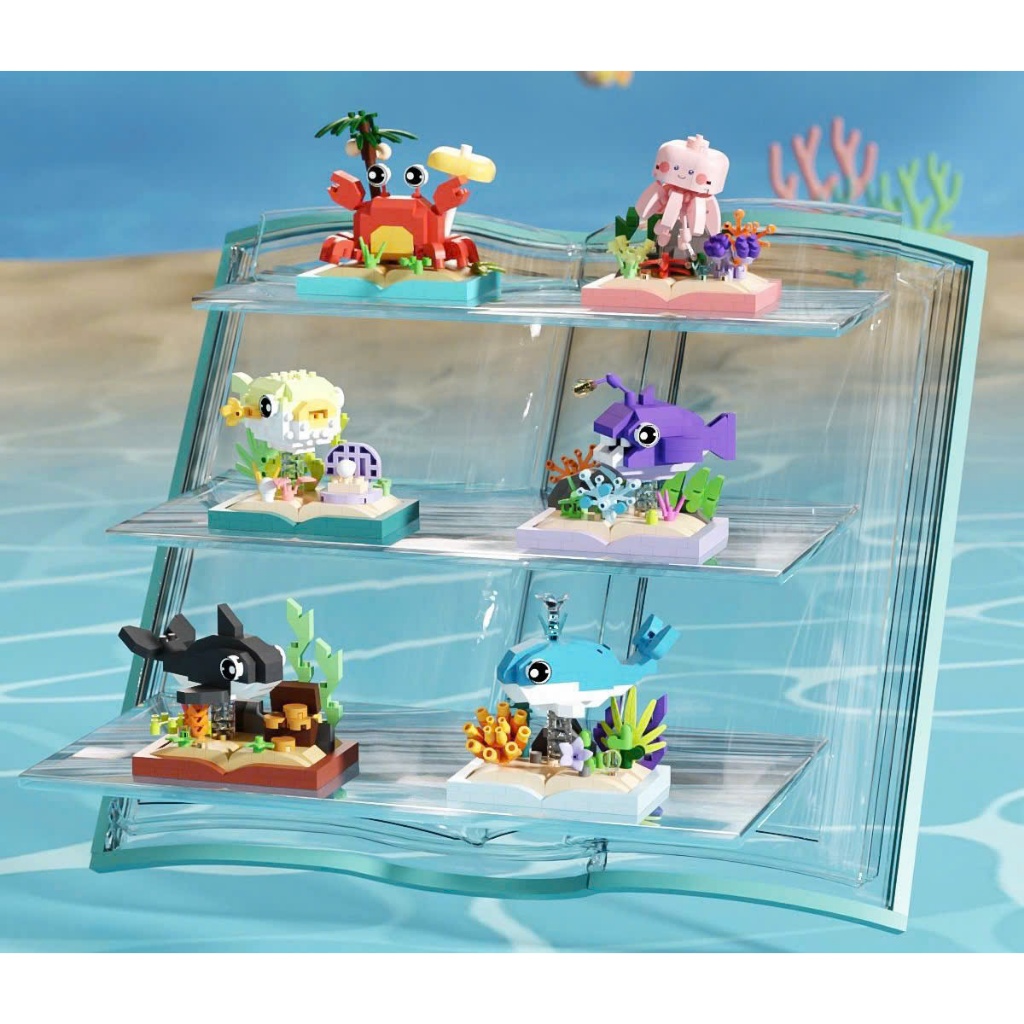 Bộ Lắp Ghép Đại Dương Mini Ocean Books, Mô Hình Sinh Vật Biển Để Bàn, Đồ Chơi Xếp Hình Mini