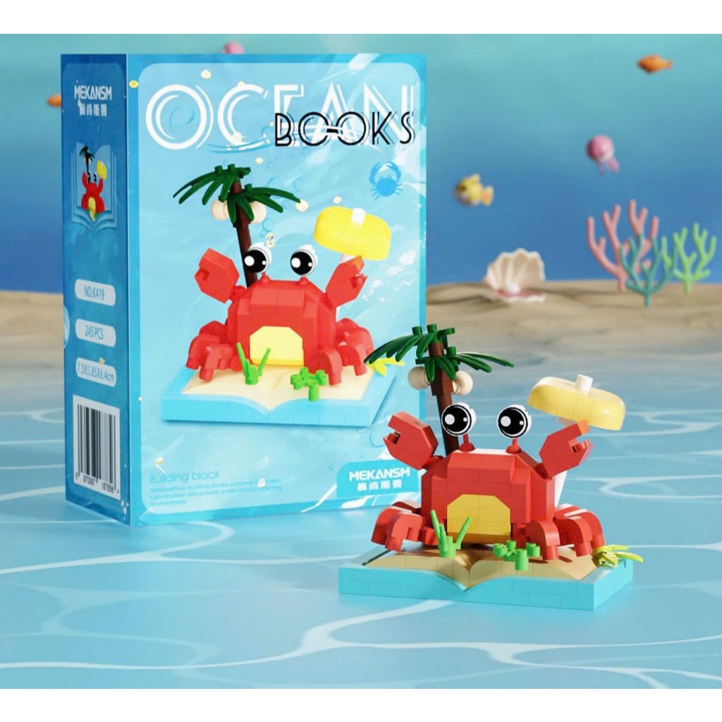 Bộ Lắp Ghép Đại Dương Mini Ocean Books, Mô Hình Sinh Vật Biển Để Bàn, Đồ Chơi Xếp Hình Mini