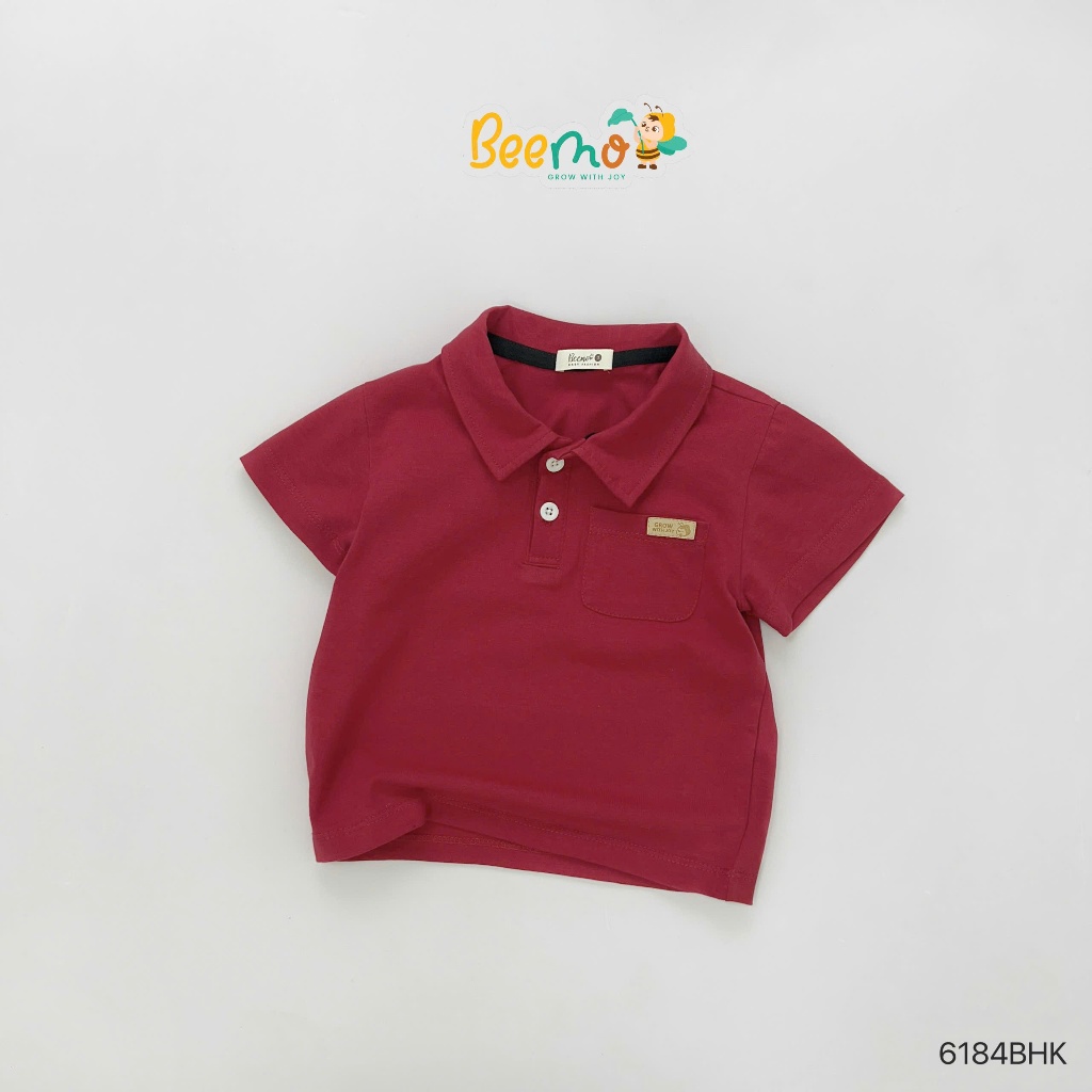 Bộ bé trai áo polo đỏ đô phối quần short trắng, set áo thun cổ đức cộc tay mềm mát phong cách Hàn Quốc