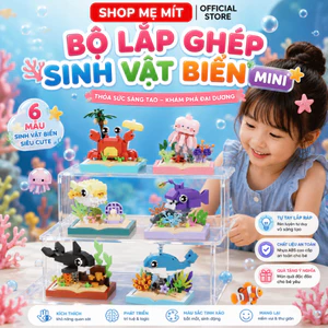 Bộ Lắp Ghép Đại Dương Mini Ocean Books, Mô Hình Sinh Vật Biển Để Bàn, Đồ Chơi Xếp Hình Mini