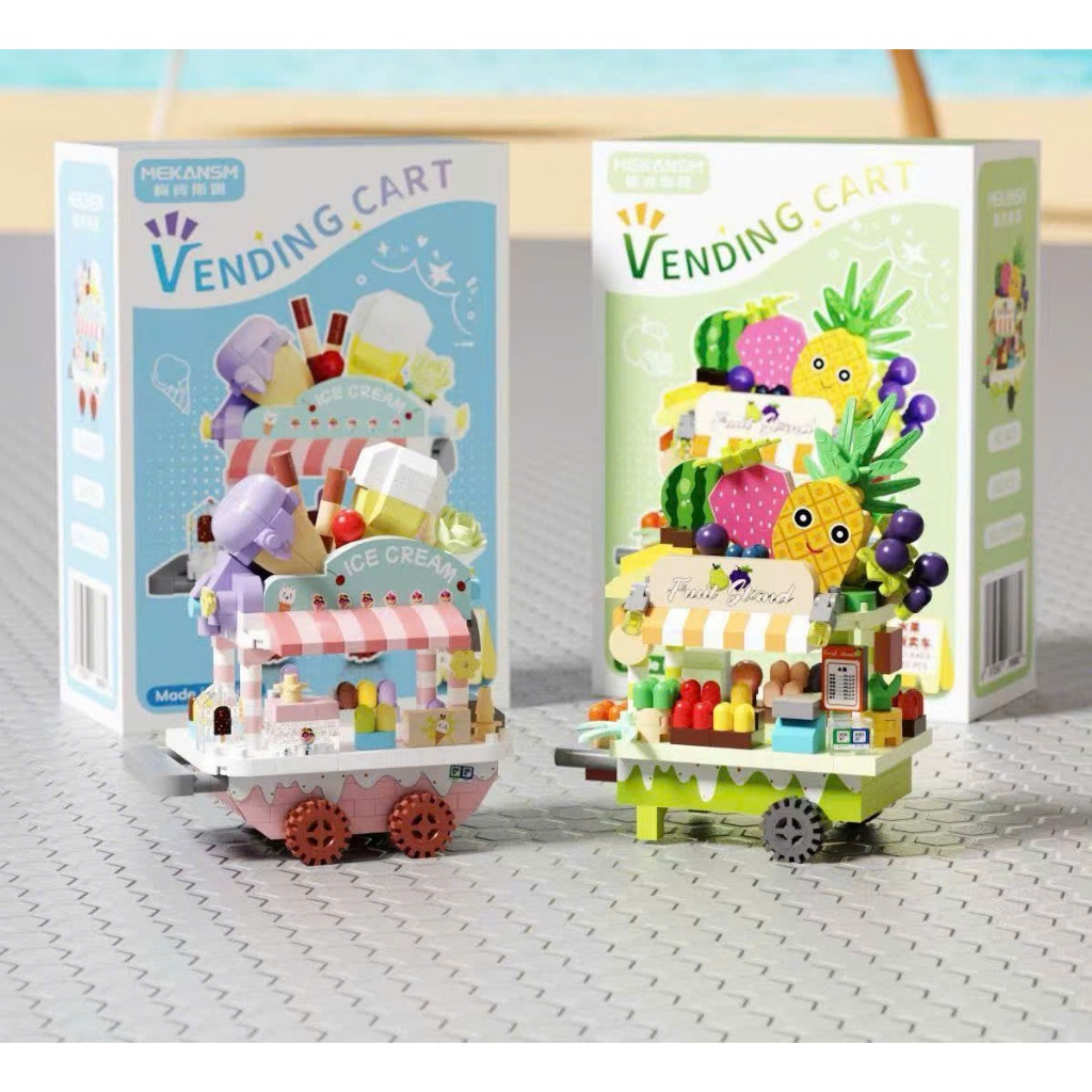 Bộ Lắp Ghép Xe Bán Hàng Mini DIY, Mô Hình Xe Đồ Ăn Vặt Để Bàn, Đồ Chơi Xếp Hình Mini 6 Mẫu