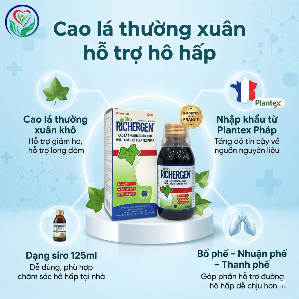 Siro ho Richergen 125ml hỗ trợ giảm ho khan, ho có đờm, bổ phế