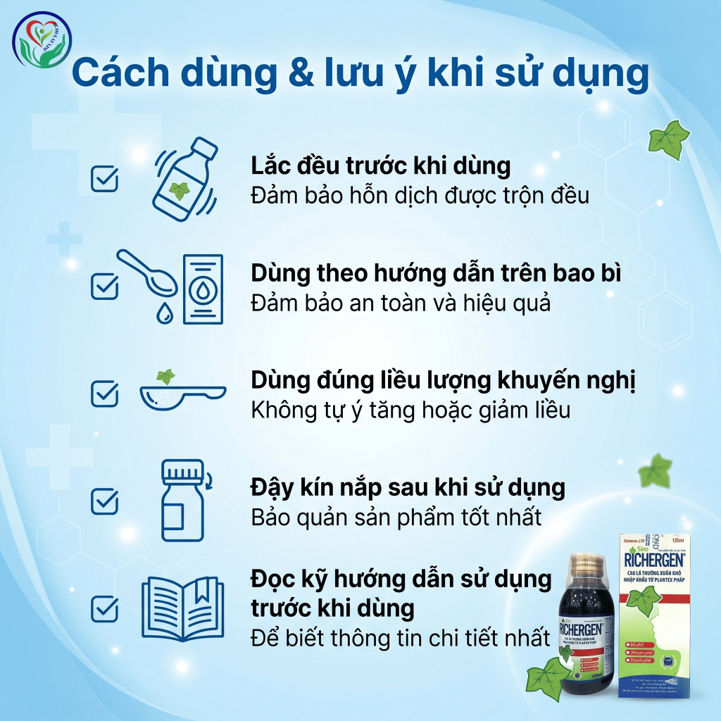 Siro ho Richergen 125ml hỗ trợ giảm ho khan, ho có đờm, bổ phế