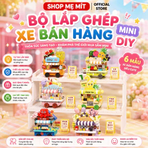 Bộ Lắp Ghép Xe Bán Hàng Mini DIY, Mô Hình Xe Đồ Ăn Vặt Để Bàn, Đồ Chơi Xếp Hình Mini 6 Mẫu