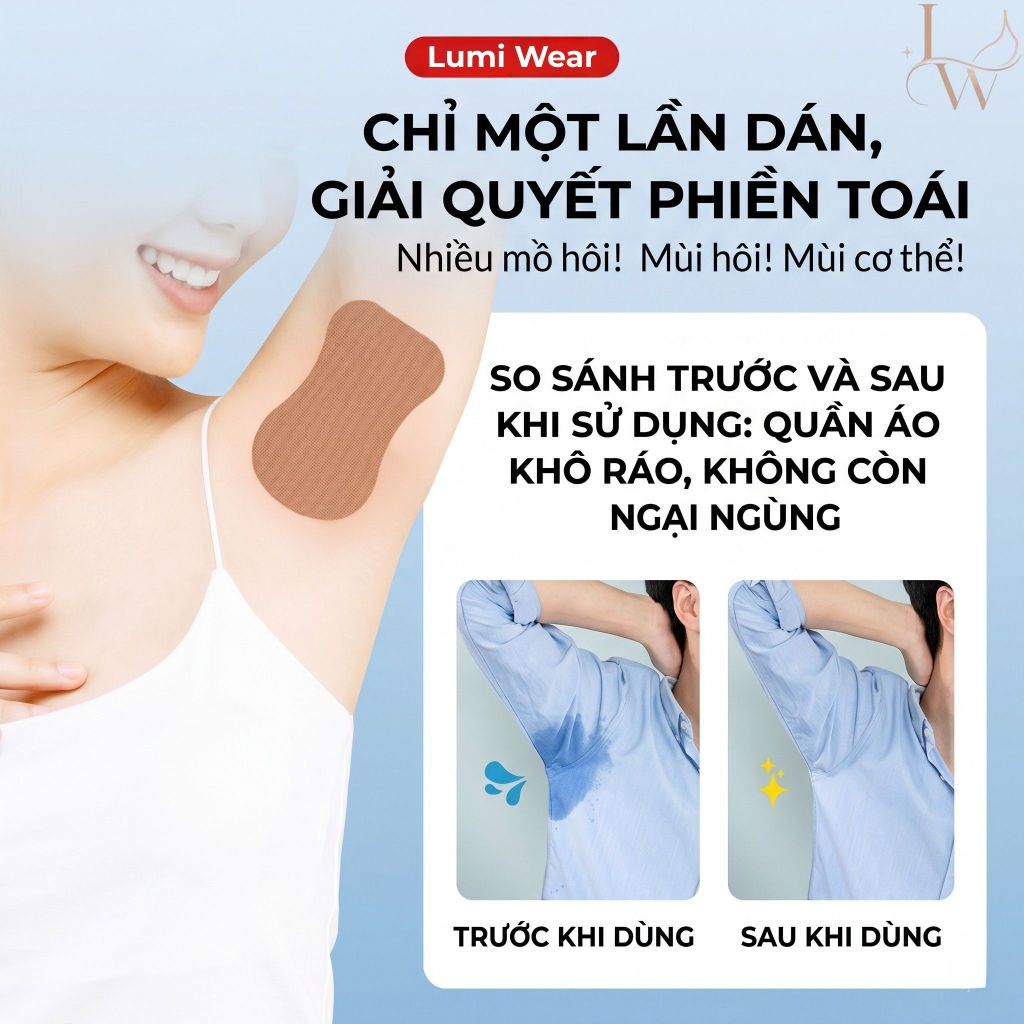 Set 10 miếng dán thấm mồ hôi đa năng, Miếng dán nách, bàn chân, mỏng, thấm hút, khử mùi hiệu quả