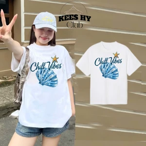 Áo Thun In Hình Chill Viber Đi Biển Keeshy Form Oversize Chất Mịn Nam Nữ Unisex Cotton Cao Cấp