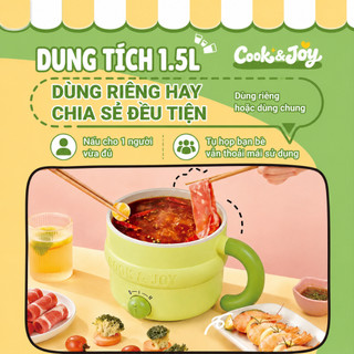Nồi Lẩu Điện Mini Đa Năng 1.5L ANREE - 2 Tầng Chống Dính - Hấp, Luộc, Chiên Xào, Nấu Lẩu, Mì
