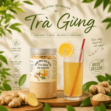 500g Trà Gừng Gió Đường Phèn Thơm ngon - Trà Gừng Núi Rừng Tây Nguyên Cn2