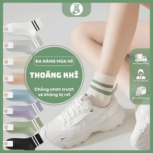 Tất/Vớ Cổ Trung Kẻ Sọc Basic - Chất Cotton Mềm Mại, Thoáng Khí, Khử Mùi Hiệu Quả (Nam/Nữ)