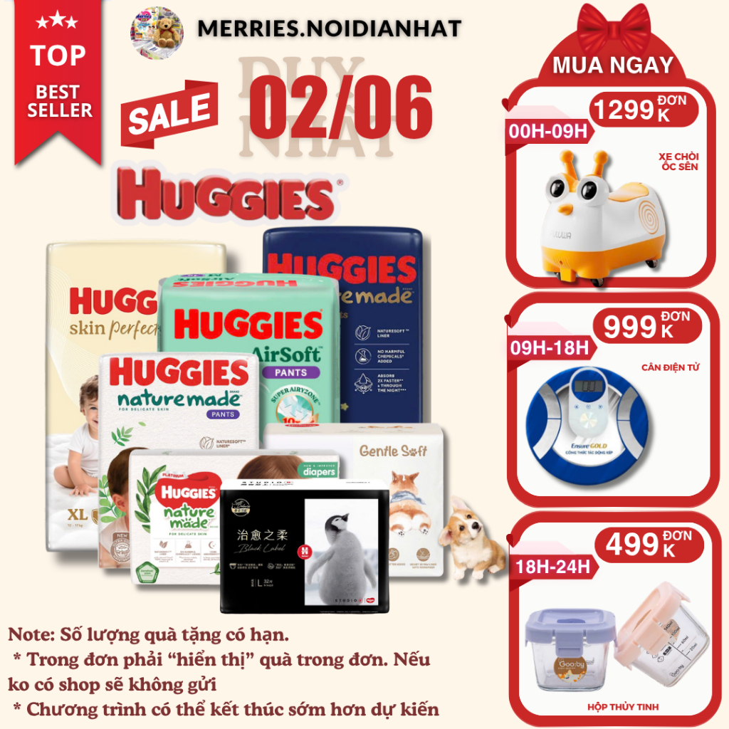 [HÀNG CHÍNH HÃNG CTY] Bỉm HUGGIES NATURE MADE size M58/L44/XL 38/XXL26/S82/NB60