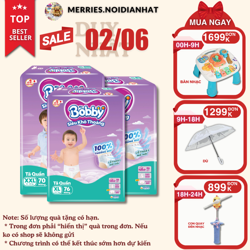 [SIÊU TIẾT KIỆM] Tã BOBBY ULTRA đủ size M96/L88/XL74/XXL70 siêu nhiều miếng