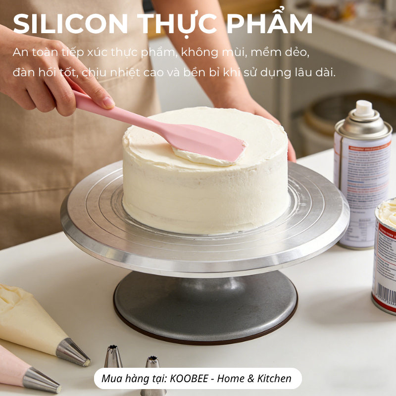 Phới Trộn Bột Silicon KOOBEE Nguyên Khối – Vét Kem, Quấy Cháo, Trộn Bột Làm Bánh Chịu Nhiệt Cao (PKB03)