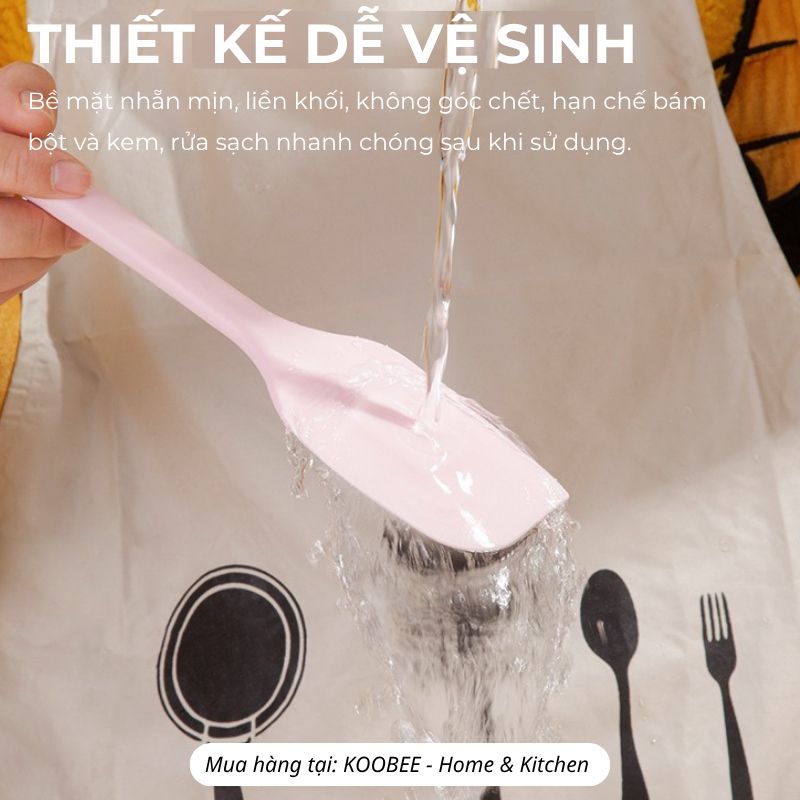 Phới Trộn Bột Silicon KOOBEE Nguyên Khối – Vét Kem, Quấy Cháo, Trộn Bột Làm Bánh Chịu Nhiệt Cao (PKB03)