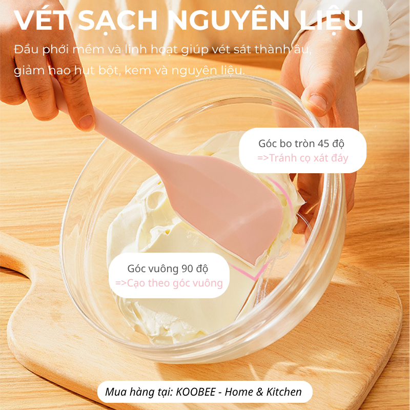 Phới Trộn Bột Silicon KOOBEE Nguyên Khối – Vét Kem, Quấy Cháo, Trộn Bột Làm Bánh Chịu Nhiệt Cao (PKB03)