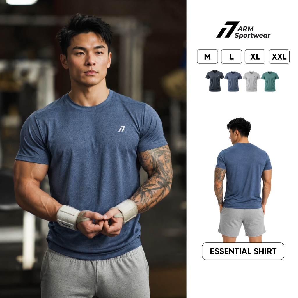 Áo Thun Thể Thao Nam ARM ESSENTIAL, Áo Tập Gym Chất Liệu Co Giãn, Vận Động Thoáng Mát