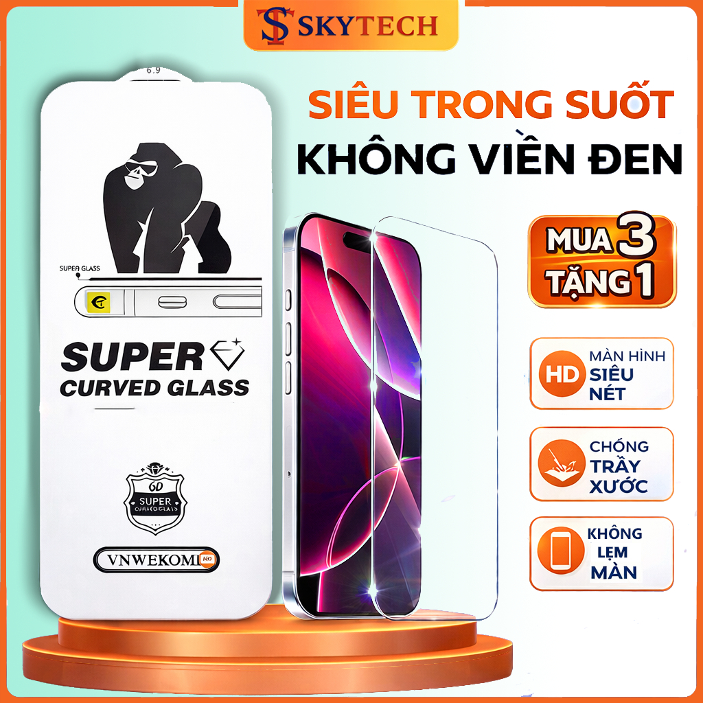 Kính Cường Lực iPhone KHÔNG VIỀN ĐEN Trong Suốt Từ XsMax-11Promax-12Promax-14Promax-16Promax-17Promax