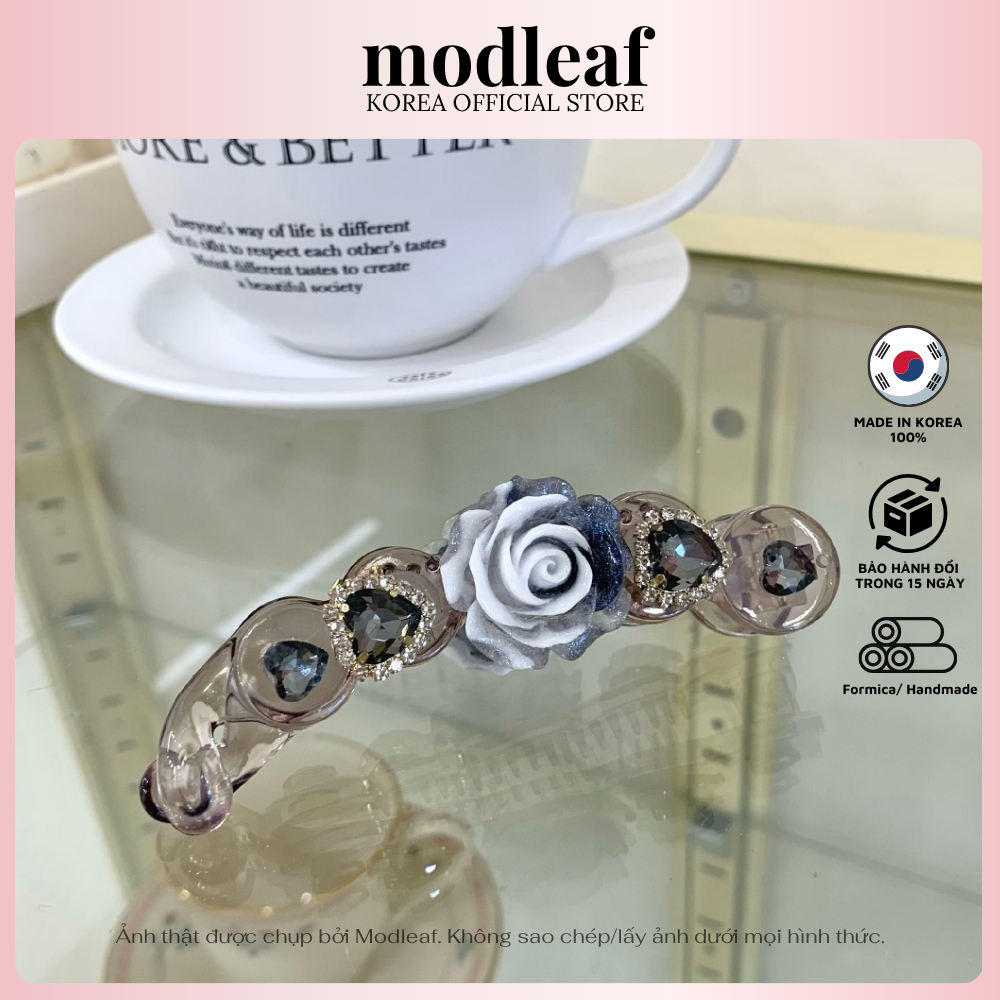 Kẹp chuối dáng bông hoa hồng xanh sang trọng xinh đẹp nữ tính Modleaf Banana big rose pin Hàn Quốc