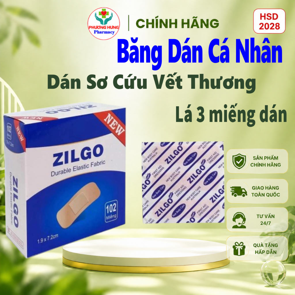 [QUÀ TẶNG] Miếng Băng dán cá nhân ZILGO Ego Dán Vết Thương, Sơ Cứu Vết Thương - Lá 3 miếng