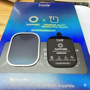 Kính Cường Lực Hoda Sapphire Cho Apple Watch Ultra 1 / 2 / 3 (49mm) - Siêu Cứng, Kèm Khung Viền Titanium