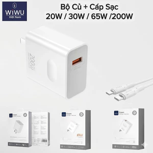 Củ + Cáp Sạc WIWU Essen GaN Hỗ Trợ Sạc Nhanh PD/QC USB-C/ USB-A / IP 20W/30W/65W/200W Cho Smartphone, Laptop