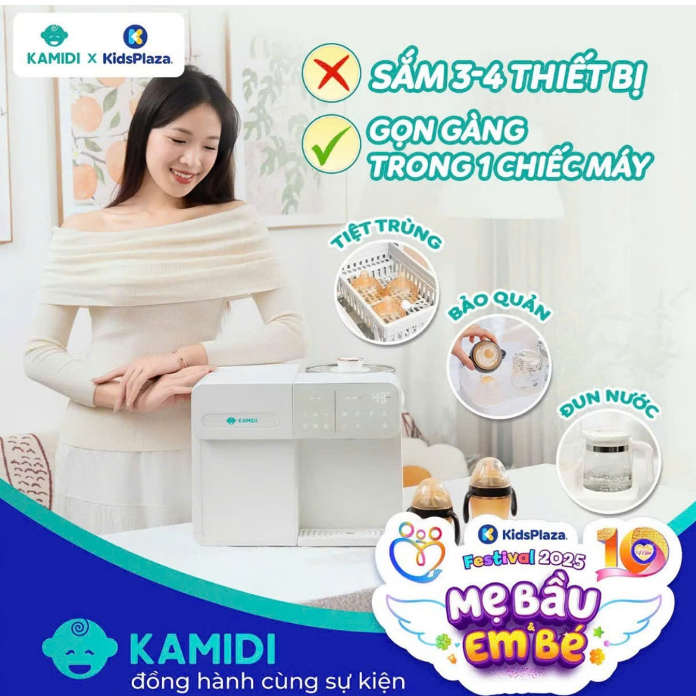 Máy Tiệt Trùng UV Kamidi Lux 1 Tiệt Trùng Bình Sữa Lấy Nước Tự Động Tích Hợp Đun Nước Pha Sữa Cho Bé