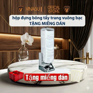 Hộp đựng bông tẩy trang dán tường hình vuông , tặng kèm miếng dán Vns303
