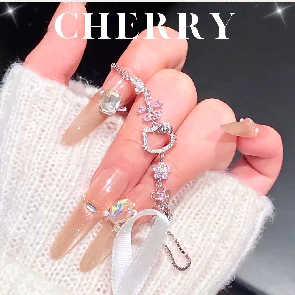 [KHÔNG ĐEN GỈ] Vòng tay titan Hello Kitty nữ đính đá hồng phụ kiện trang sức thời trang CHERRY