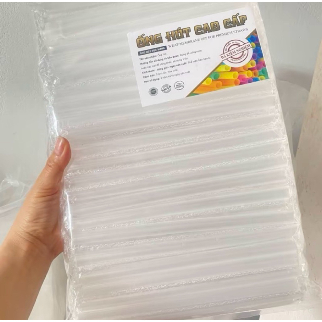 400g Ốnghút phi 6-8-12 có bọc màng BOPP dùng một lần