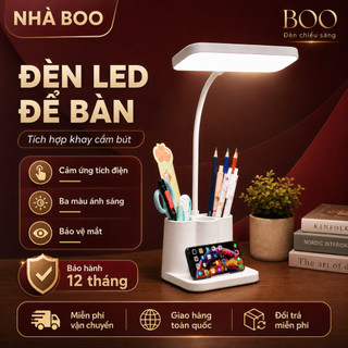 Đèn học để bàn, đèn học cảm ứng tích điện, đèn đọc sách và làm việc có 3 màu ánh sáng bảo vệ mắt
