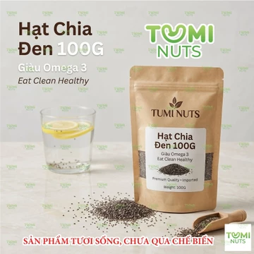 Hạt Chia Đen Tumi Nuts 100G – Giàu Omega 3, Hạt Chia Nhập Khẩu Hỗ Trợ Eat Clean Healthy