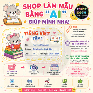 SET NHÃN TẬP/SÁCH IN THEO YÊU CẦU - Sticker Nhãn Vở Cute Kawaii - In Theo File Khách Gửi - Chống Nước - Cắt Bế Demi