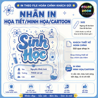 SET NHÃN TẬP/SÁCH IN THEO YÊU CẦU - Sticker Nhãn Vở Cute Kawaii - In Theo File Khách Gửi - Chống Nước - Cắt Bế Demi
