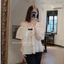 Áo kiểu trễ vai phối ren tầng cao cấp kèm nơ, Áo babydoll trắng trễ vai dáng xoè tiểu thư sang chảnh • MIU.STUDIO
