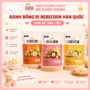 Bánh Ăn Dặm Bỏng Bi BeBecook Hàn Quốc Cho Bé 12M+. Snack Hữu Cơ Giòn Xốp 25g