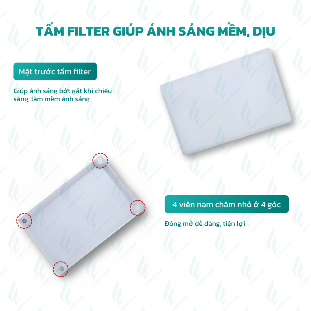 Tấm filter nam châm trắng đục làm mềm ánh sáng chụp ảnh dùng cho đèn led FT112