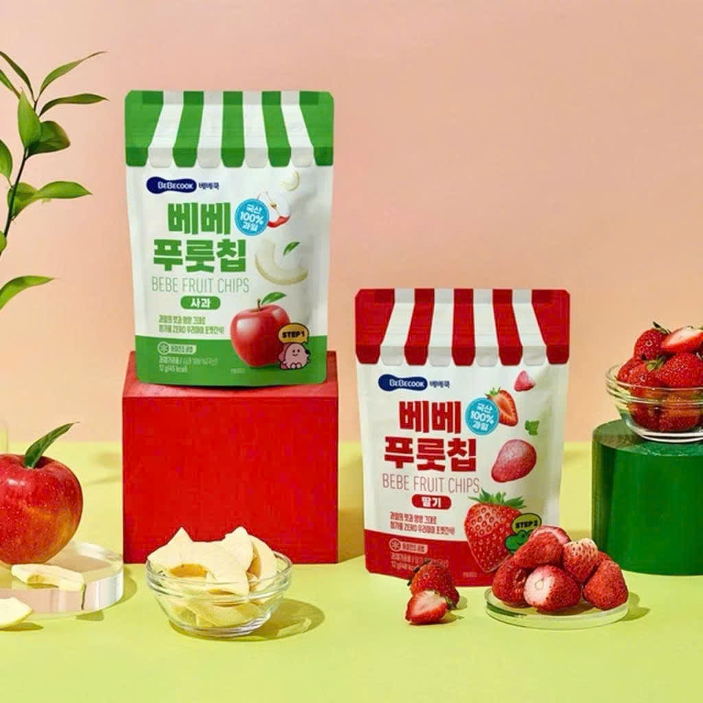 Trái Cây Sấy Lạnh BeBecook Hàn Quốc Cho Bé 7M+ 12g. 100% Trái Cây Sấy Lạnh Hàn