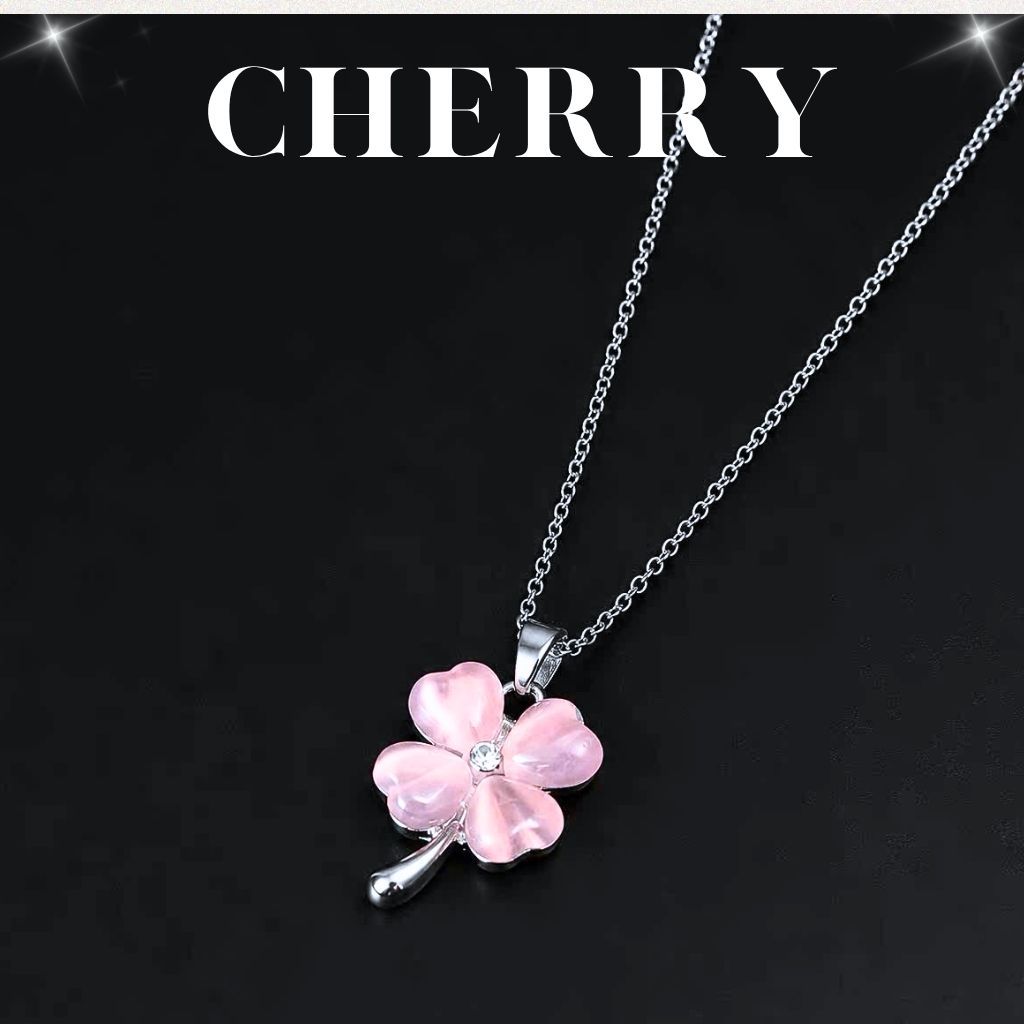Set vòng cổ & vòng tay cỏ 4 lá hoa mai đính đá CHERRY JEWELRY không gỉ( kèm Túi giấy + Hộp + Thiệp )