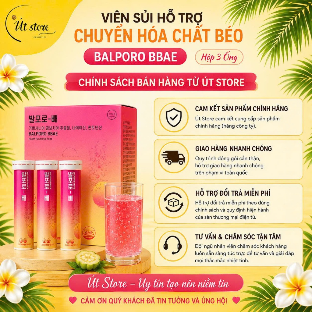 Viên Sủi Hỗ Trợ Chuyển Hóa Chất Béo Balporo Bbae Hộp 3 Ống
