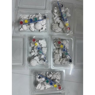 (Tặng kèm màu + cọ vẽ) Combo 10 tượng thạch cao mini 2d size 4-5cm siêu kute
