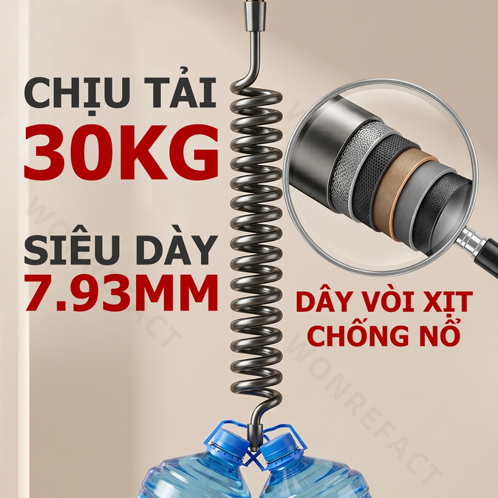 Dây Lò Xo Vòi Xịt Toilet Kéo Dài Co Giãn Thông Minh Ren G1/2 Phổ Thông - Ống Nước Vòi Xịt Phun Rửa Bồn Cầu Xám