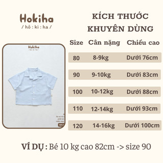 Áo Sơ Mi Cộc Tay Trơn Cho Bé Phối Túi Basic Hokiha Vải Mềm Mại, Thoáng Mát Size 8-16kg A95