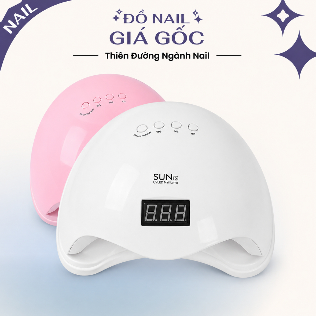 Máy hơ gel SUN5 UV/LED tem xanh 48W 24 bóng đèn - Đèn hơ gel,móng mini (Bảo hành 1 tháng)