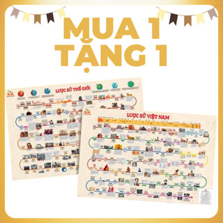 Sơ đồ LƯỢC SỬ VIỆT NAM Tặng LS THẾ GIỚI_Decal Dán Cho Bé