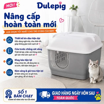Chậu vệ sinh cho,Hộp cát mèo kiểu hành lang, dung tích lớn dễ vệ sinh, phù hợp mọi giống mèo,Tháo rời dễ dàng để vệ sinh
