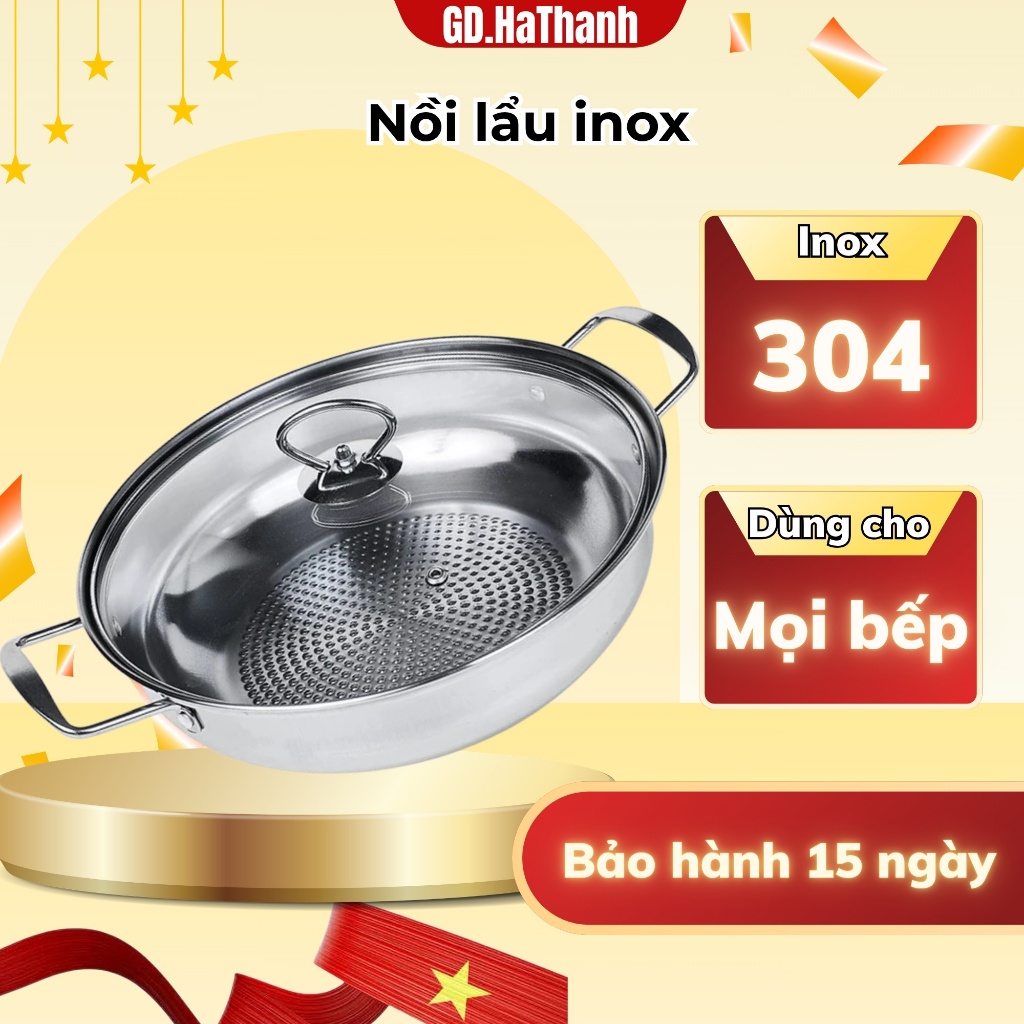 Nồi lẩu inox 304 ECOZZY đáy từ size 30cm dùng trên mọi loại bếp, phù hợp ăn lẩu,xào nấu thực phẩm
