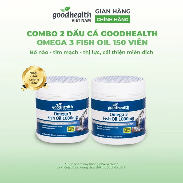 [Combo 2] Viên Dầu Cá Goodhealth Omega 3 Fish Oil Hỗ Trợ Não Bộ, Tim Mạch, Thị Lực 150 Viên
