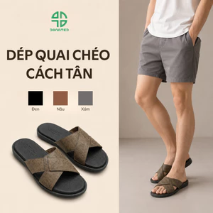 Dép Quai Chéo Nam Cách Tân Hiện Đại , Trải Nghiệm Da Xít , Đế Cao Su Đúc Nguyên Khối [ Xịn 11 ] Quai Chéo